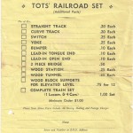 Order Sheet for Tots' Railroad Set (date unknown)