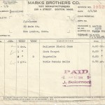 Invoice, Marks Brothers Co. Aug. 3rd 1933