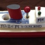 Keystone Fire Boat (11.5in x 3in ) #353 Keystone Wood Toys (Bow door says Hose Bin)
