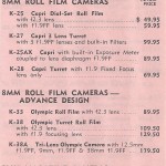 Keystone Camera Price list of 1958