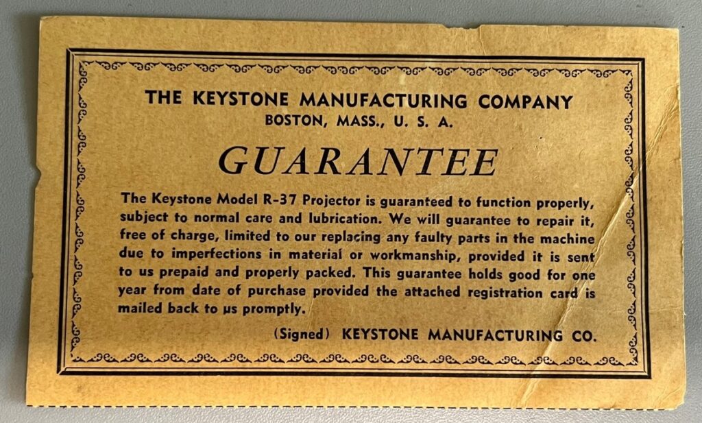 Keystone Guarantee Card