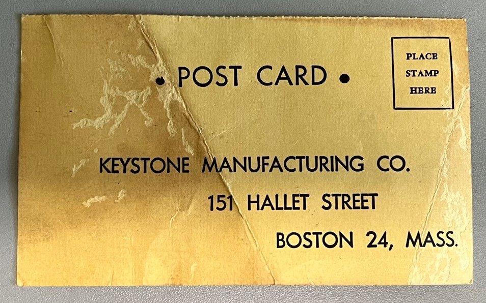 Keystone Registration Card Back